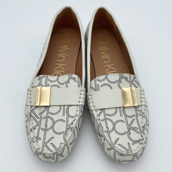 New Calvin Klein Women's Lisa Flat Loafers White Logo size 8US - Picture 2 of 9